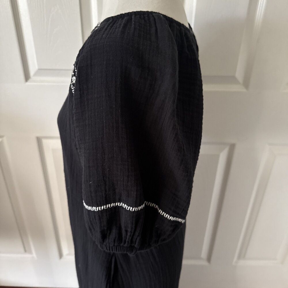 Old Navy Womens Boho Black Maxi Peasant Dress Sz L Dark Cottagecore Prairie - Picture 5 of 16